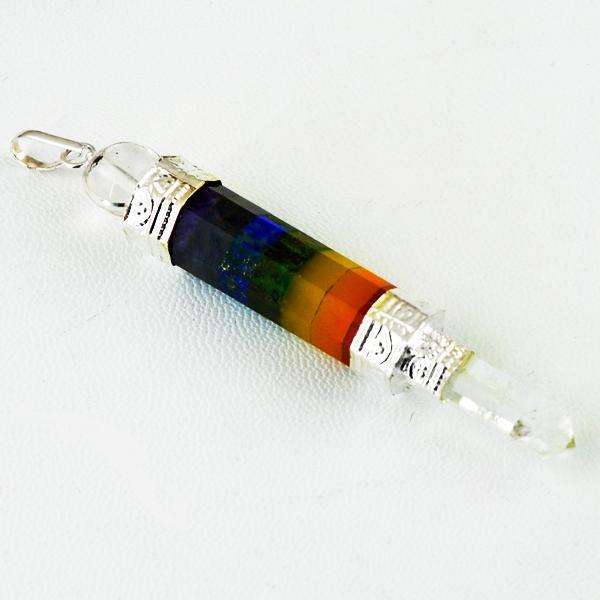 gemsmore:Amazing Natural Seven Chakra Healing Ball Point Pendant