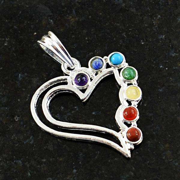 gemsmore:Amazing Natural Seven Chakra Healing Heart Pendant