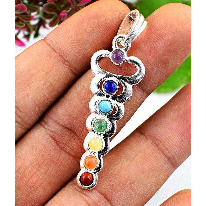 gemsmore:Amazing Natural Seven Chakra Healing Pendant