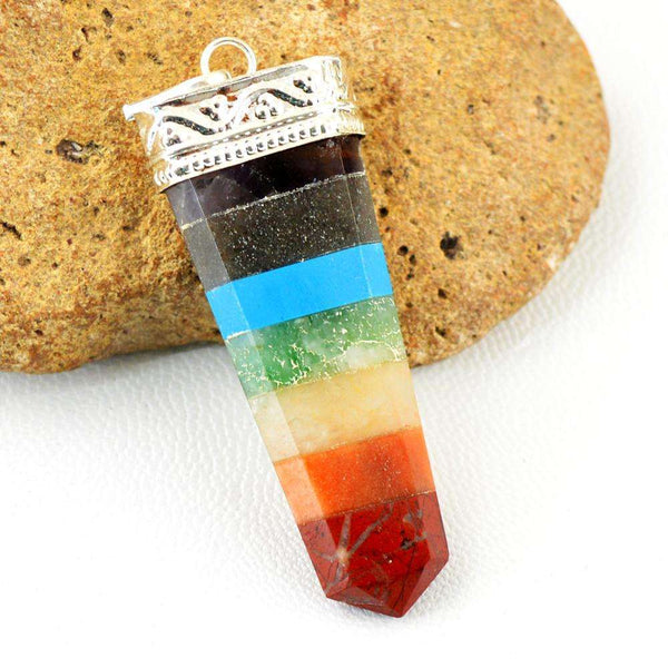 gemsmore:Amazing Natural Seven Chakra Healing Wand Pendant