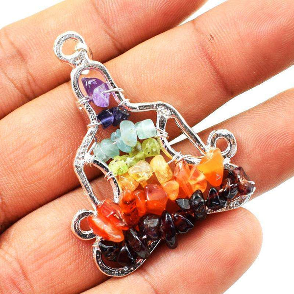 gemsmore:Amazing Natural Seven Chakra Yoga Healing Pendant