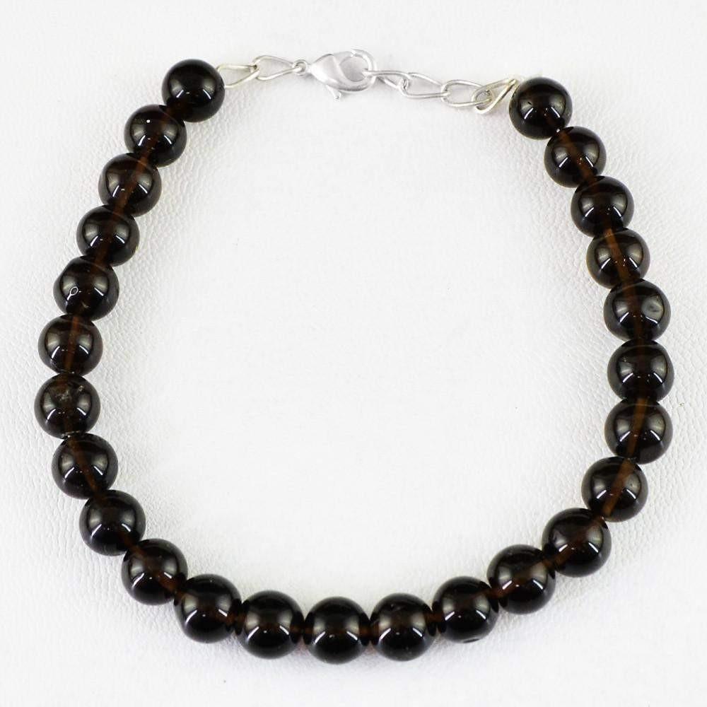 gemsmore:Amazing Natural Smoky Quartz Bracelet Untreated Round Beads