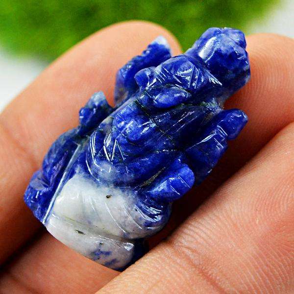 gemsmore:Amazing Natural Sodalite Carved Ganesha Gemstone