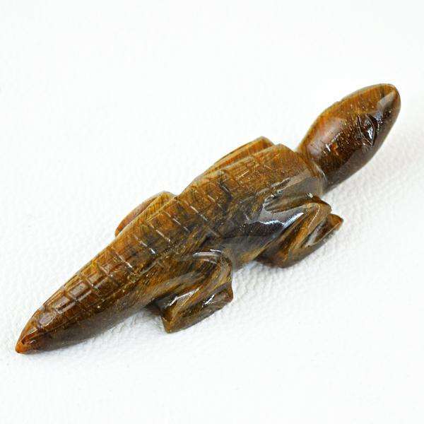 gemsmore:Amazing Natural Tiger Eye Hand Carved Lizard