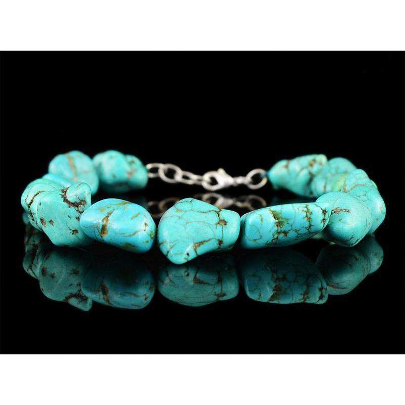 gemsmore:Amazing Natural Turquoise Bracelet Untreated Beads