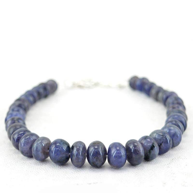 gemsmore:Amazing Natural Untreated Blue Tanzanite Bracelet Round Beads