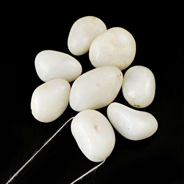 gemsmore:Amazing Natural White Agate Drilled Beads Lot
