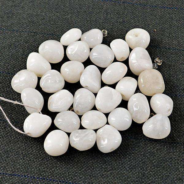 gemsmore:Amazing Natural White Agate Drilled Beads Lot