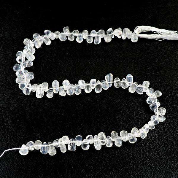 gemsmore:Amazing Natural White Quartz Tear Drop Drilled Beads Strand