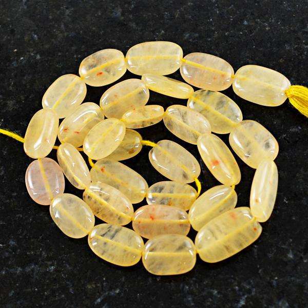 gemsmore:Amazing Natural Yellow Aventurine Oval Shape Drilled Beads Strand