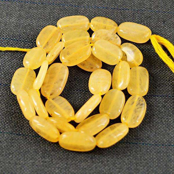 gemsmore:Amazing Natural Yellow Aventurine Oval Shape Drilled Beads Strand