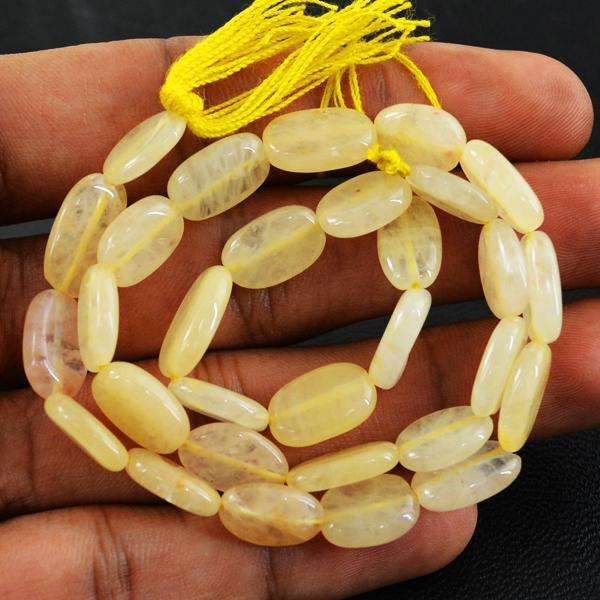 gemsmore:Amazing Natural Yellow Aventurine Oval Shape Drilled Beads Strand