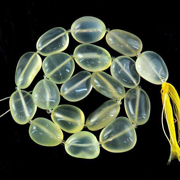 gemsmore:Amazing Natural Yellow Chalcedony Drilled Beads Strand