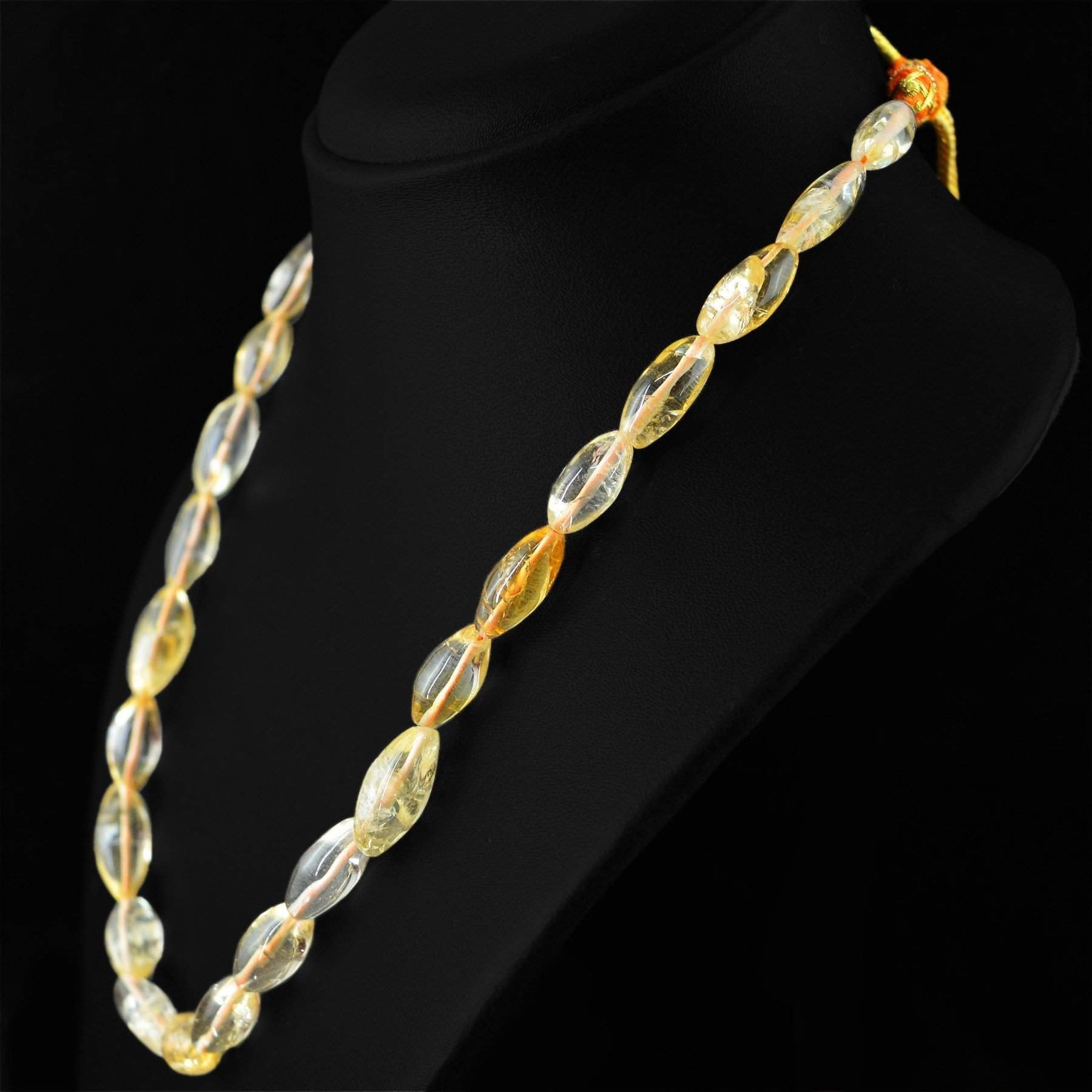 gemsmore:Amazing Natural Yellow Citrine Necklace Untreated Beads