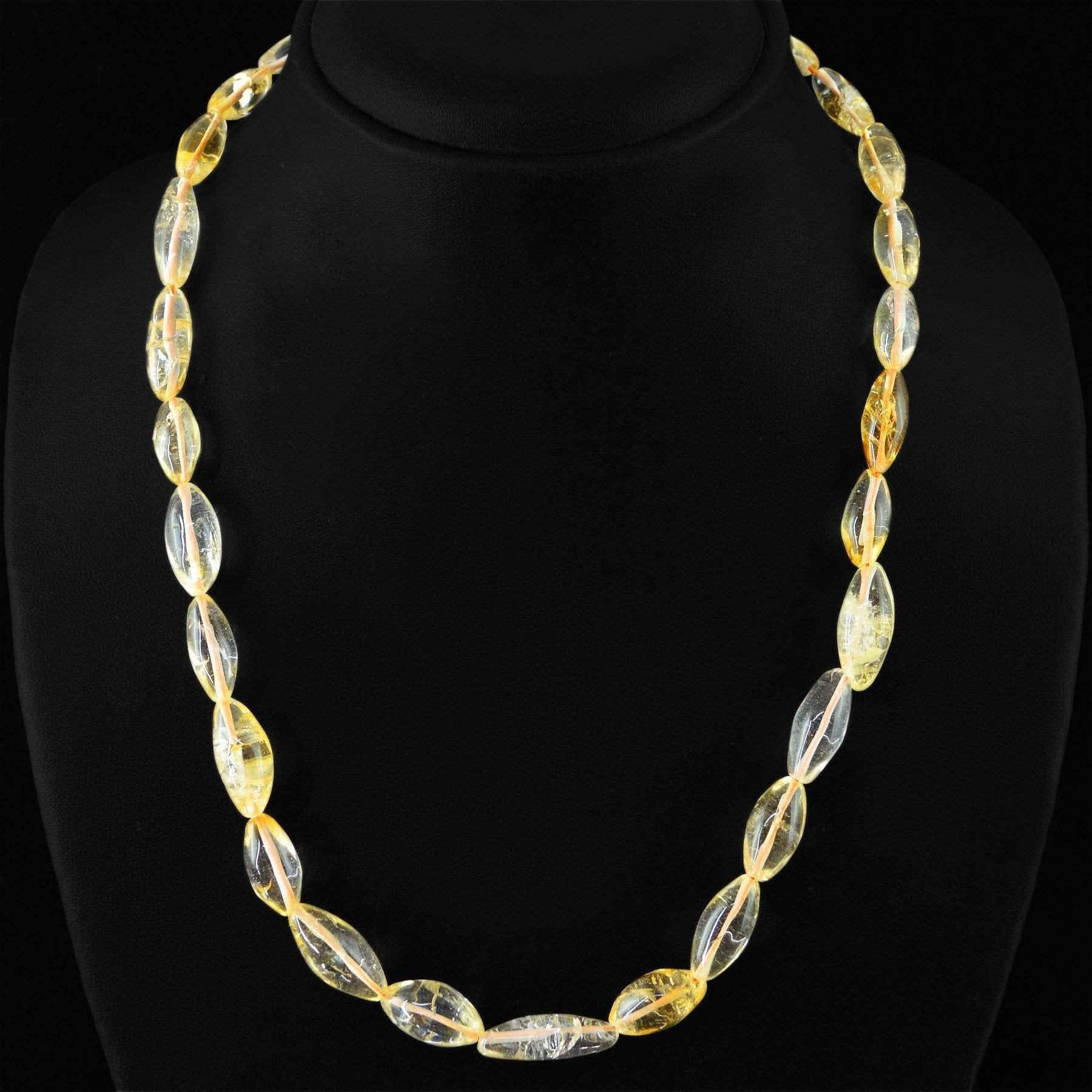 gemsmore:Amazing Natural Yellow Citrine Necklace Untreated Beads
