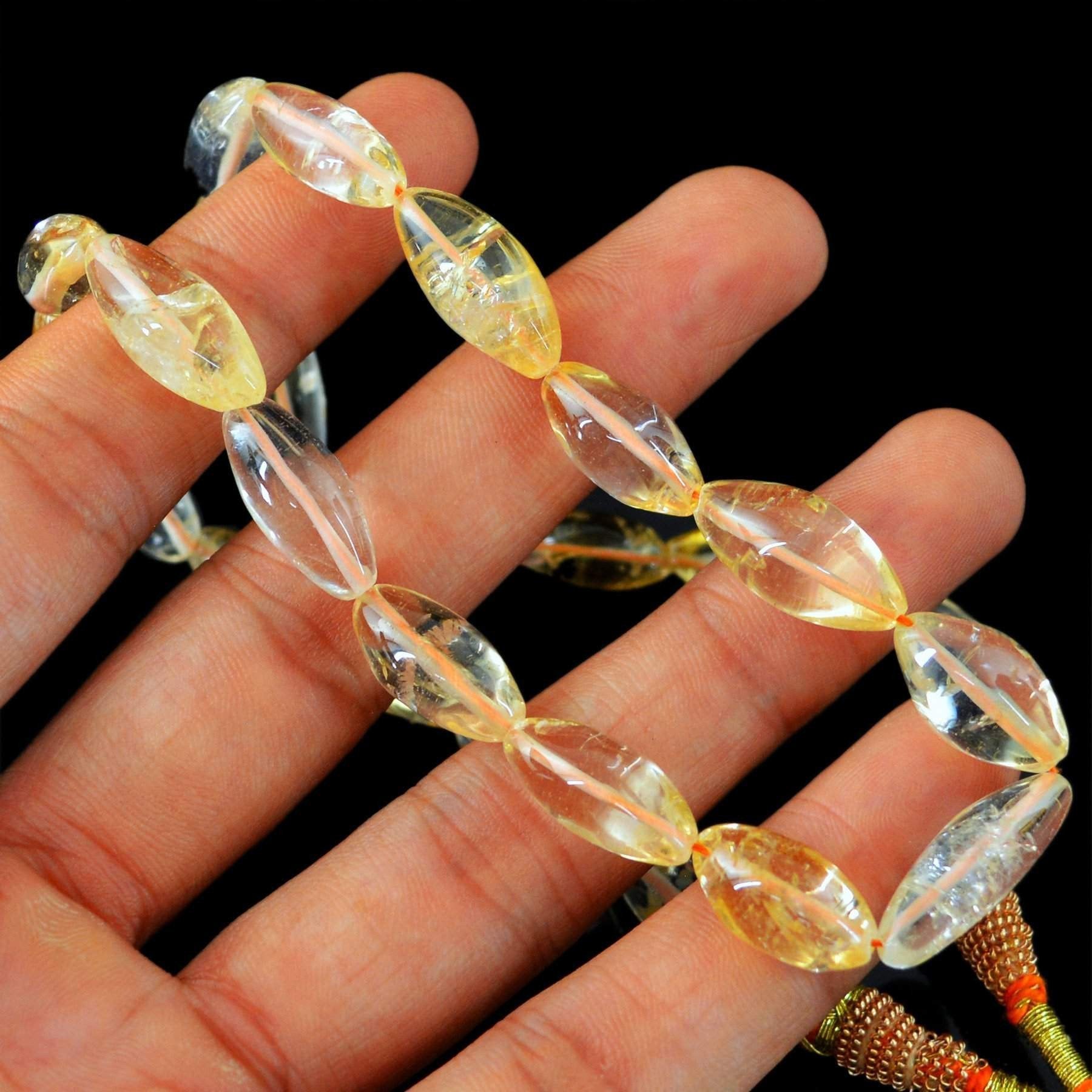 gemsmore:Amazing Natural Yellow Citrine Necklace Untreated Beads