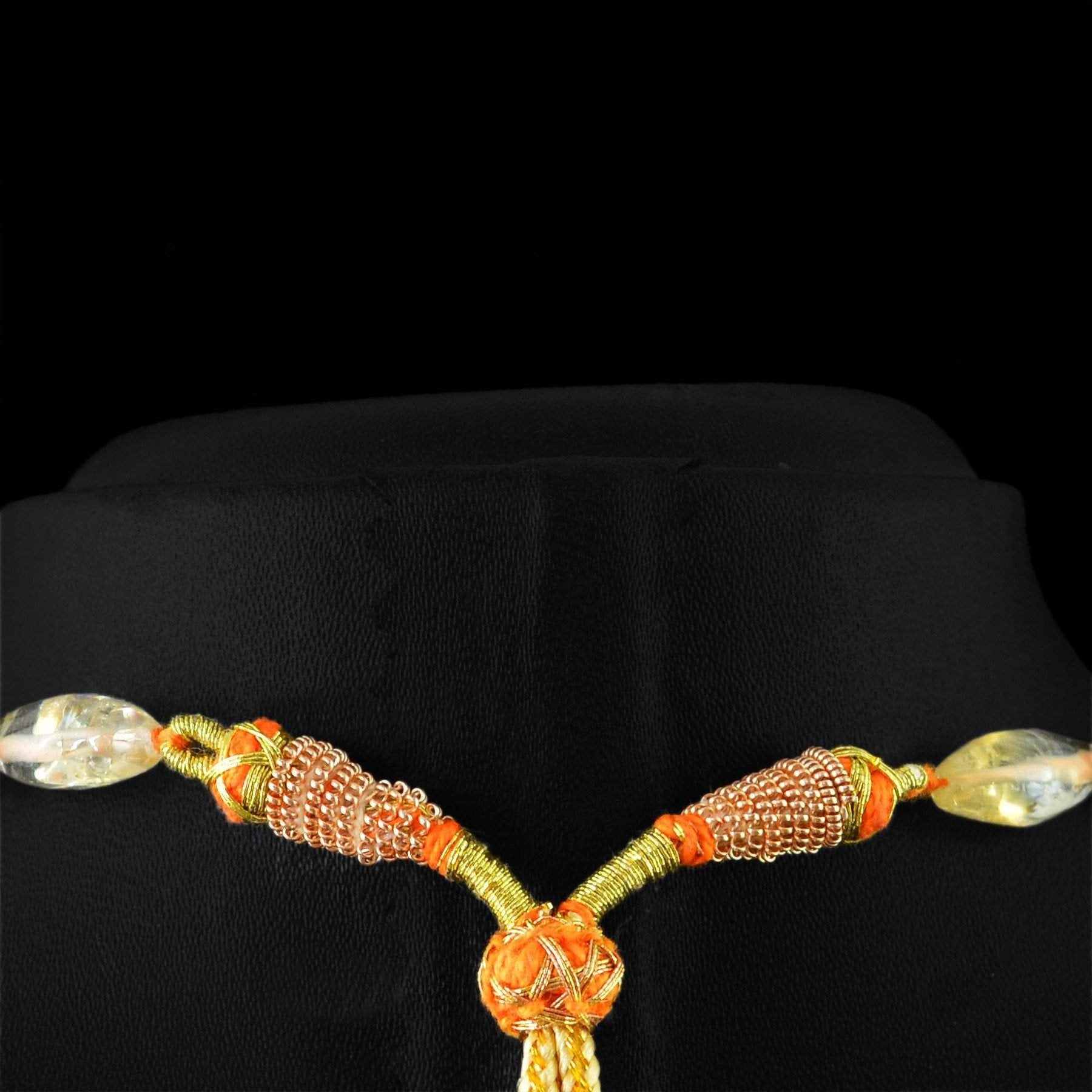 gemsmore:Amazing Natural Yellow Citrine Necklace Untreated Beads