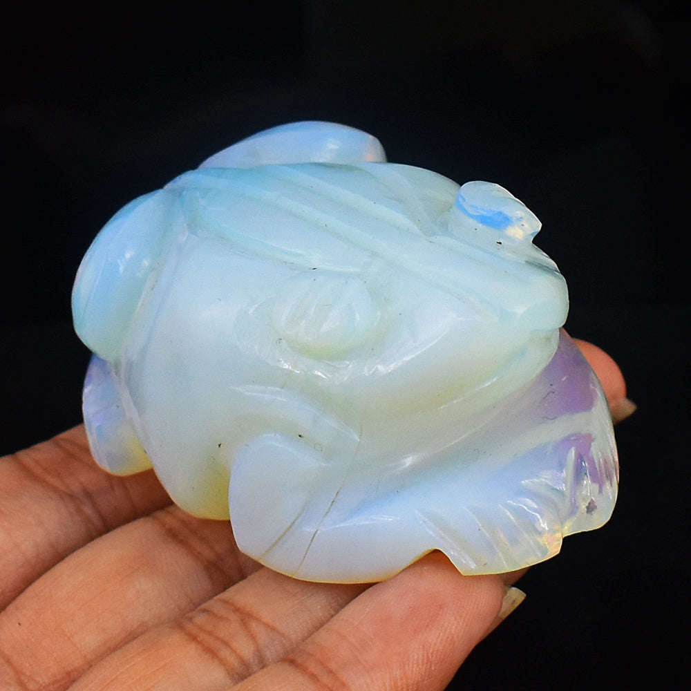 gemsmore:Amazing Opalite Hand Carved Genuine Crystal Gemstone Carving Frog