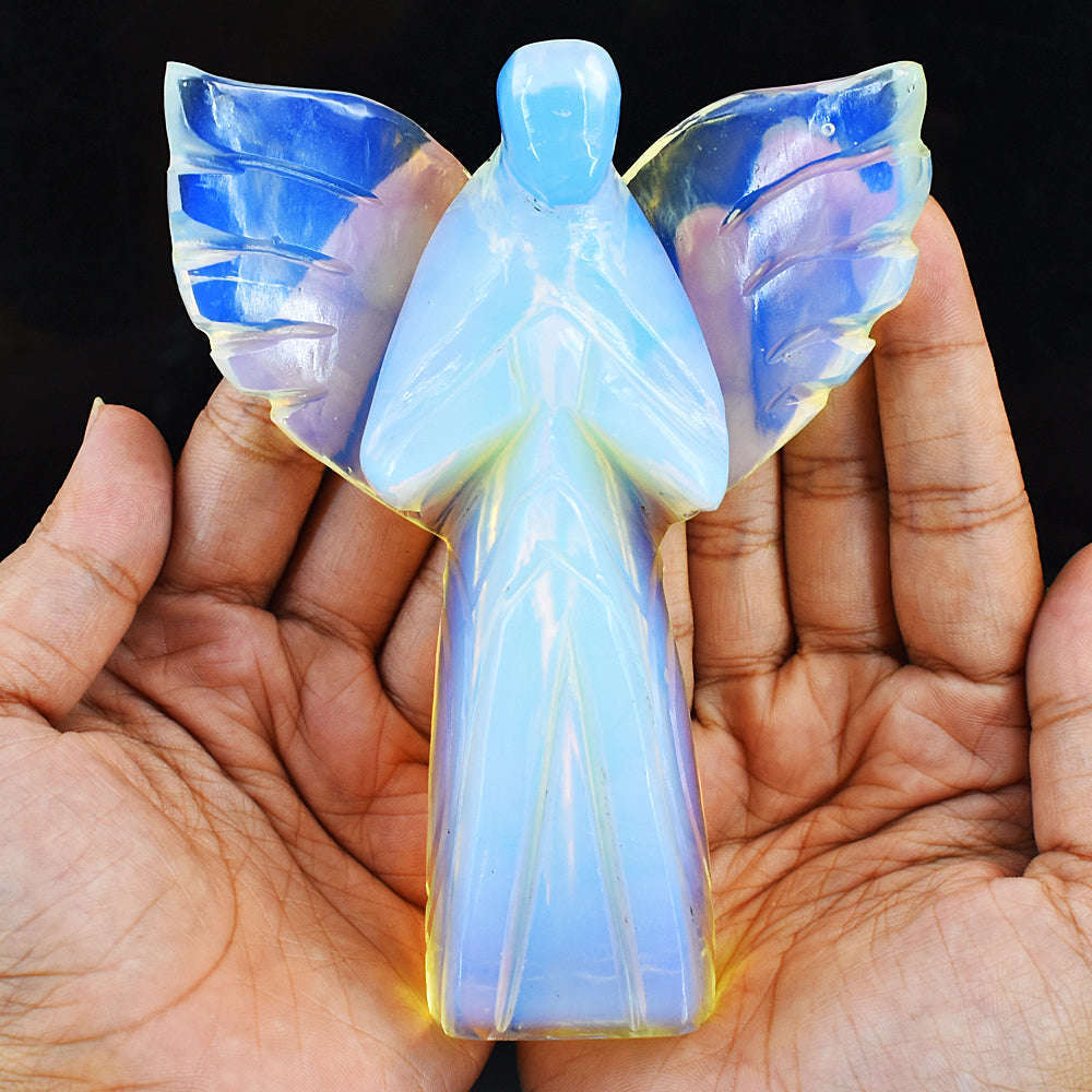 gemsmore:Amazing Opalite Hand Carved Healing Praying Angel