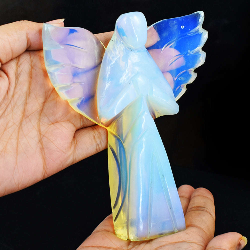 gemsmore:Amazing Opalite Hand Carved Healing Praying Angel
