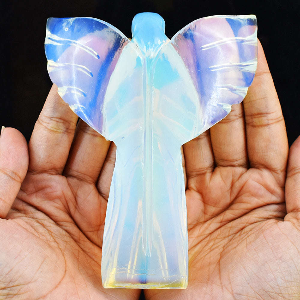 gemsmore:Amazing Opalite Hand Carved Healing Praying Angel