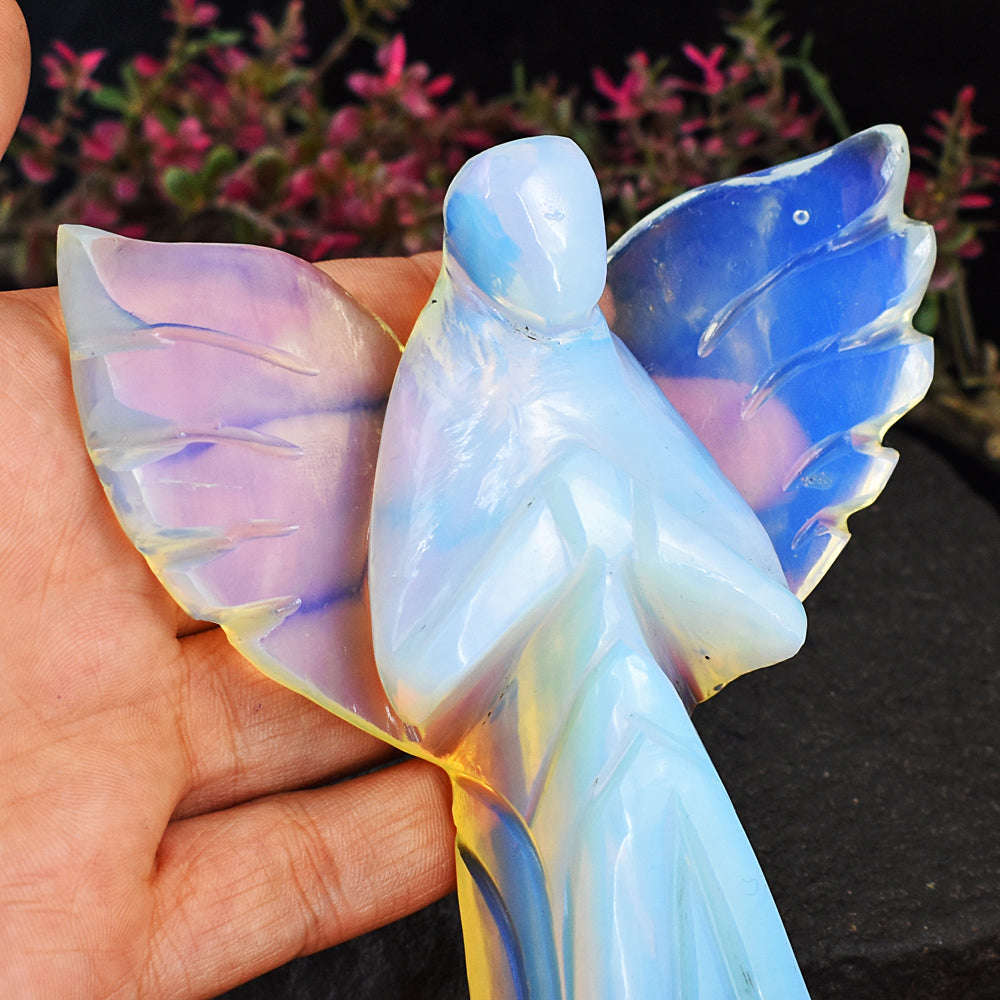 gemsmore:Amazing Opalite Hand Carved Healing Praying Angel