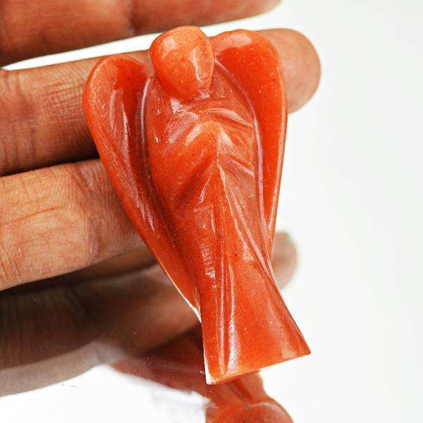 gemsmore:Amazing Orange Aventurine Carved Healing Angel Gemstone