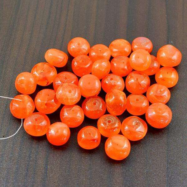 gemsmore:Amazing Orange Carnelian Round Shape Drilled Beads Lot
