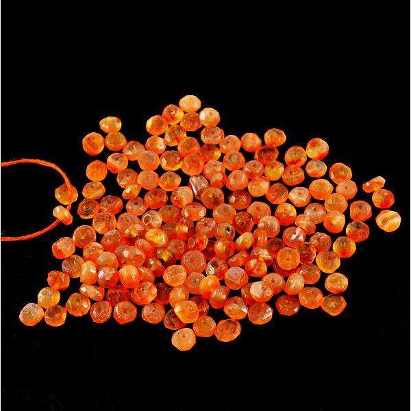 gemsmore:Amazing Orange Carnelian Round Shape Faceted Drilled Beads Lot