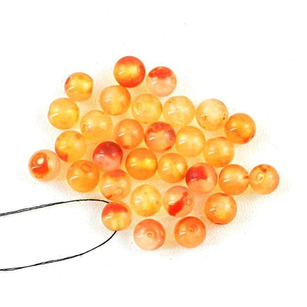 gemsmore:Amazing Orange Onyx Beads Lot Natural Round Shape Drilled