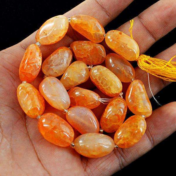 gemsmore:Amazing Orange Onyx Drilled Beads Strand
