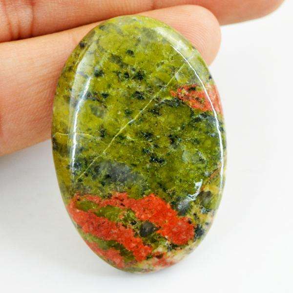 gemsmore:Amazing Oval Shape Blood Green Unakite Untreated Loose Gemstone