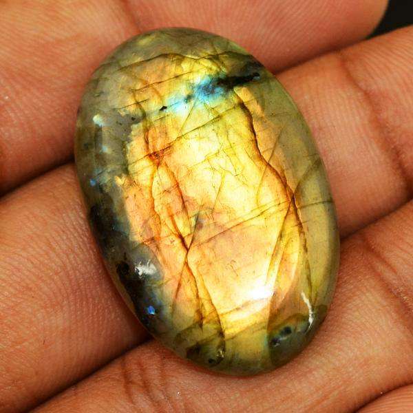 gemsmore:Amazing Oval Shape Golden Flash Labradorite Untreated Loose Gemstone