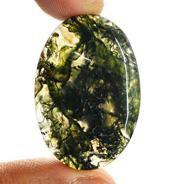 gemsmore:Amazing Oval Shape Green Moss Agate Untreated Loose Gemstone