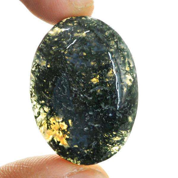 gemsmore:Amazing Oval Shape Green Moss Agate Untreated Loose Gemstone