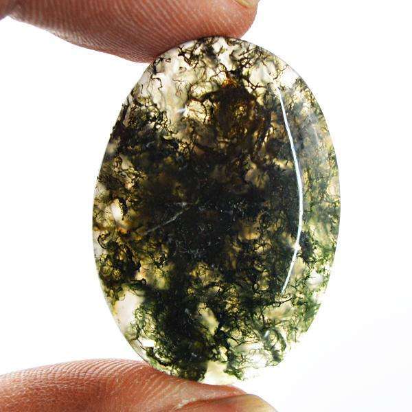 gemsmore:Amazing Oval Shape Green Moss Agate Untreated Loose Gemstone