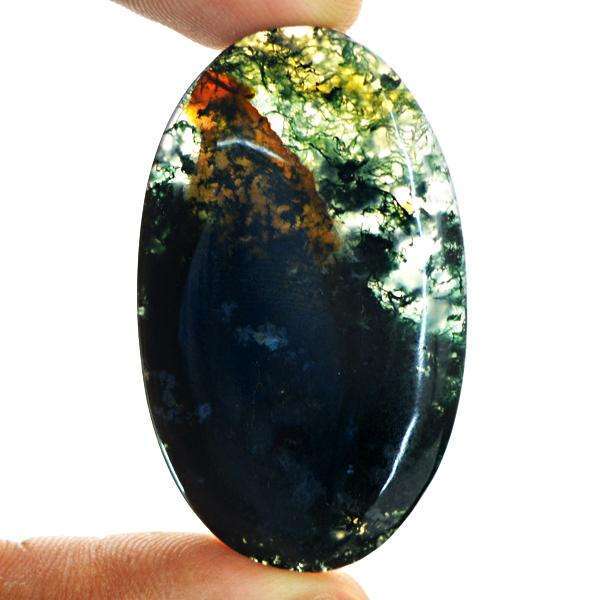 gemsmore:Amazing Oval Shape Green Moss Agate Untreated Loose Gemstone