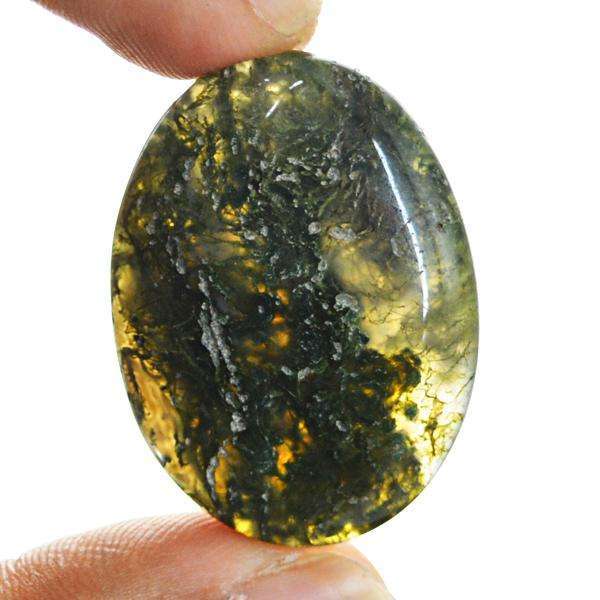 gemsmore:Amazing Oval Shape Green Moss Agate Untreated Loose Gemstone