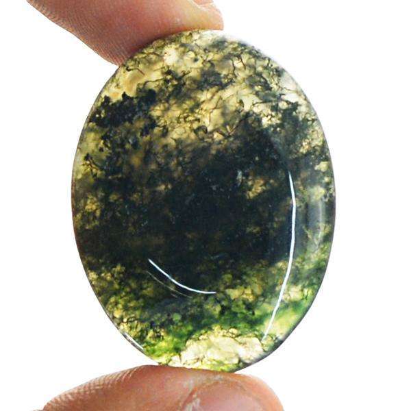 gemsmore:Amazing Oval Shape Green Moss Agate Untreated Loose Gemstone