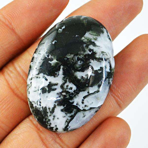 gemsmore:Amazing Oval Shape Green Moss Agate Untreated Loose Gemstone