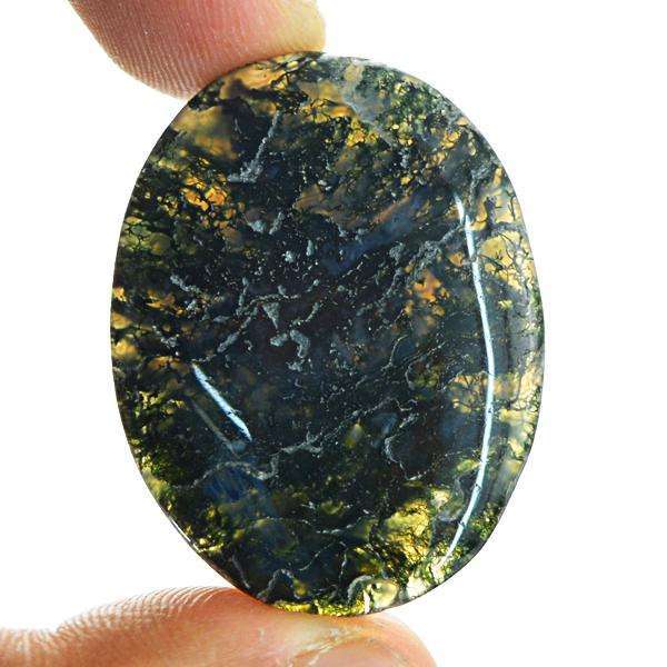 gemsmore:Amazing Oval Shape Green Moss Agate Untreated Loose Gemstone