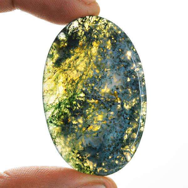 gemsmore:Amazing Oval shape Green Moss Agate Untreated Loose Gemstone