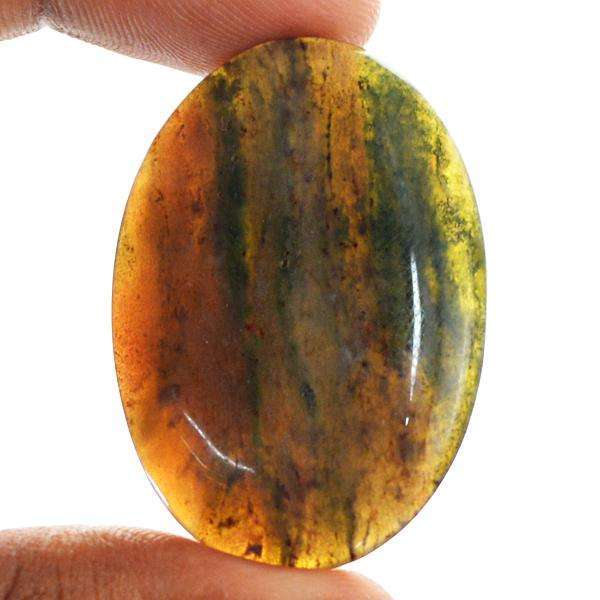 gemsmore:Amazing Oval Shape Green Moss Agate Untreated Loose Gemstone