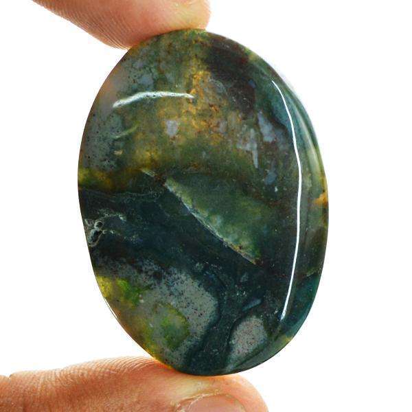 gemsmore:Amazing Oval Shape Green Moss Agate Untreated Loose Gemstone