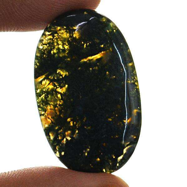 gemsmore:Amazing Oval Shape Green Moss Agate Untreated Loose Gemstone