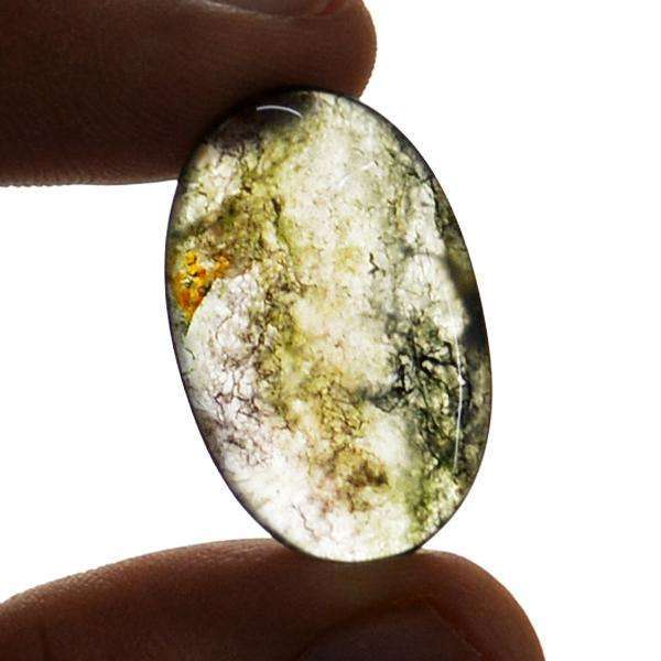 gemsmore:Amazing Oval Shape Green Moss Agate Untreated Loose Gemstone