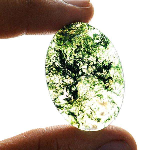 gemsmore:Amazing Oval Shape Green Moss Agate Untreated Loose Gemstone