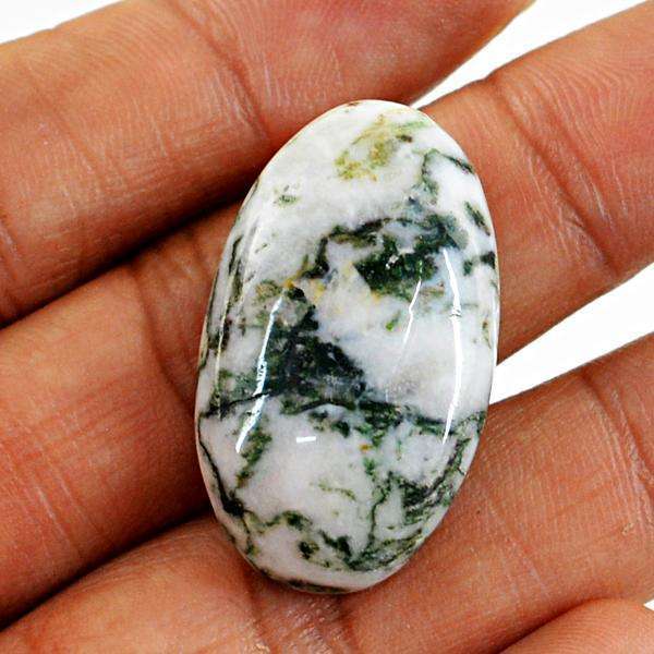 gemsmore:Amazing Oval Shape Tree Agate Untreated Loose Gemstone