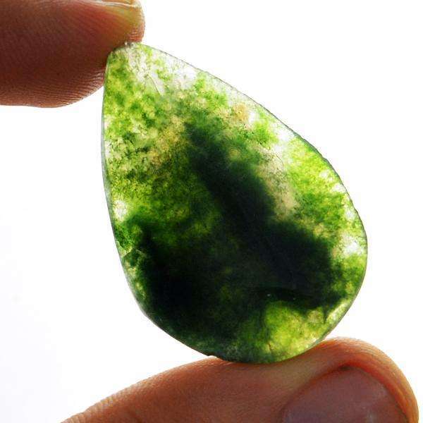 gemsmore:Amazing Pear Shape Green Moss Agate Untreated Loose Gemstone