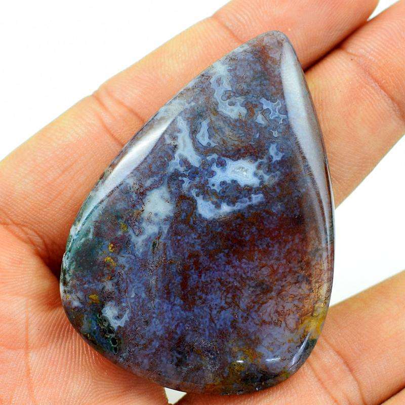 gemsmore:Amazing Pear Shape Moss Agate Untreated  Loose Gemstone